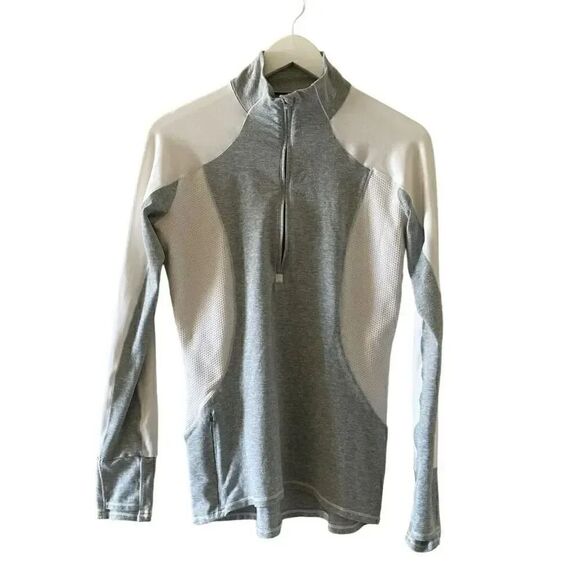 Athleta Women’s Gray White Color block Running Wild Half Zip Jacket SZ S #1021 - Picture 1 of 13